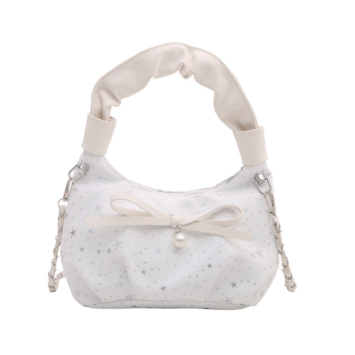 Elegant Bow Detail Star-Print Handbag