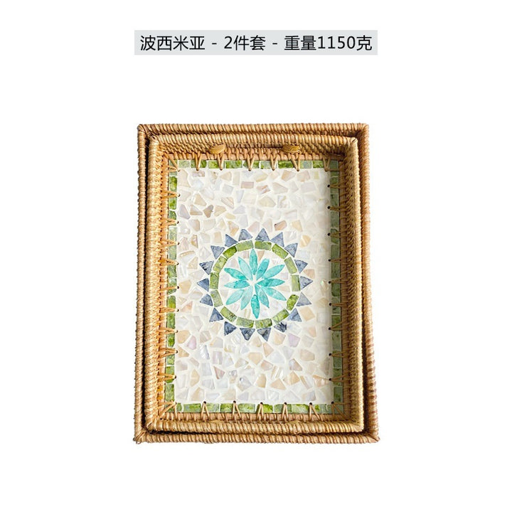 Women rectangular serving platter with handmade mosaic Kalsten