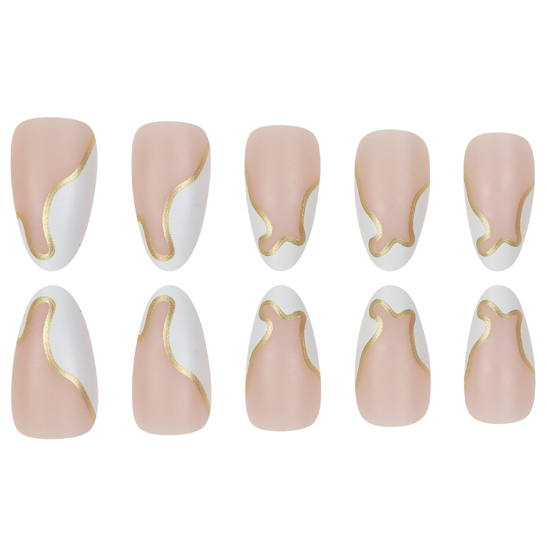 Artistic Stiletto Press-On Nails with Gold Accent Kalsten