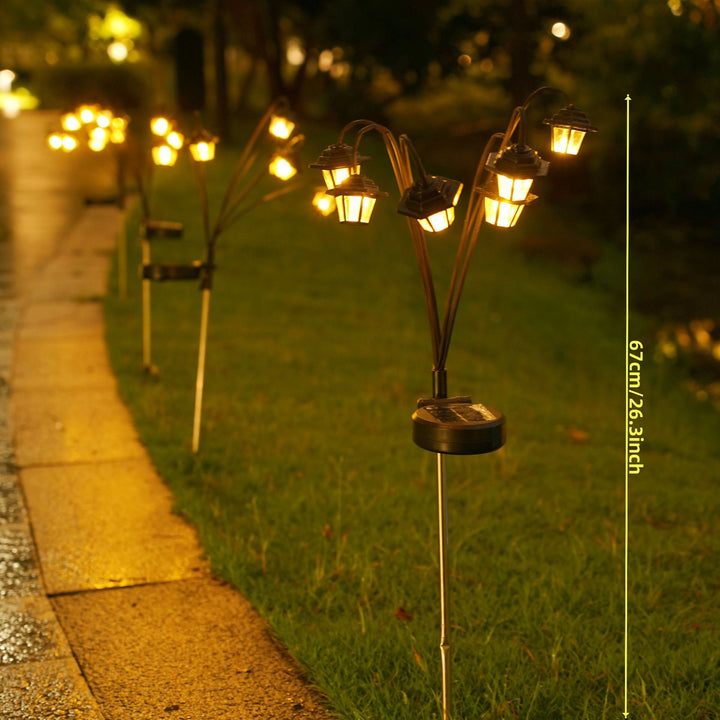 Decorative Multi-Head Solar Garden Stake Lanterns With Warm LED Kalsten