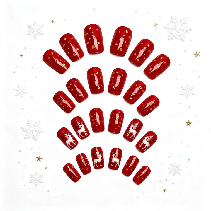 Creative artificial nails with festive reindeer design Kalsten