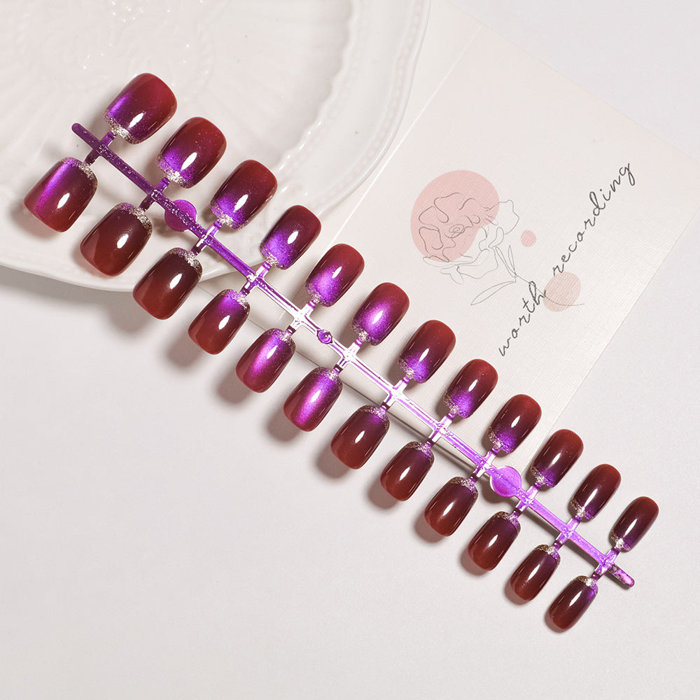 Artistic Press-On Nail Set with Glossy Ombre Finish Kalsten