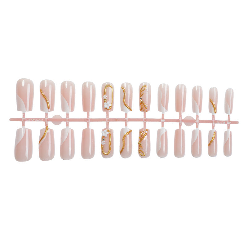 Artistic Press-On Nail Set with Gold Accents kalsten