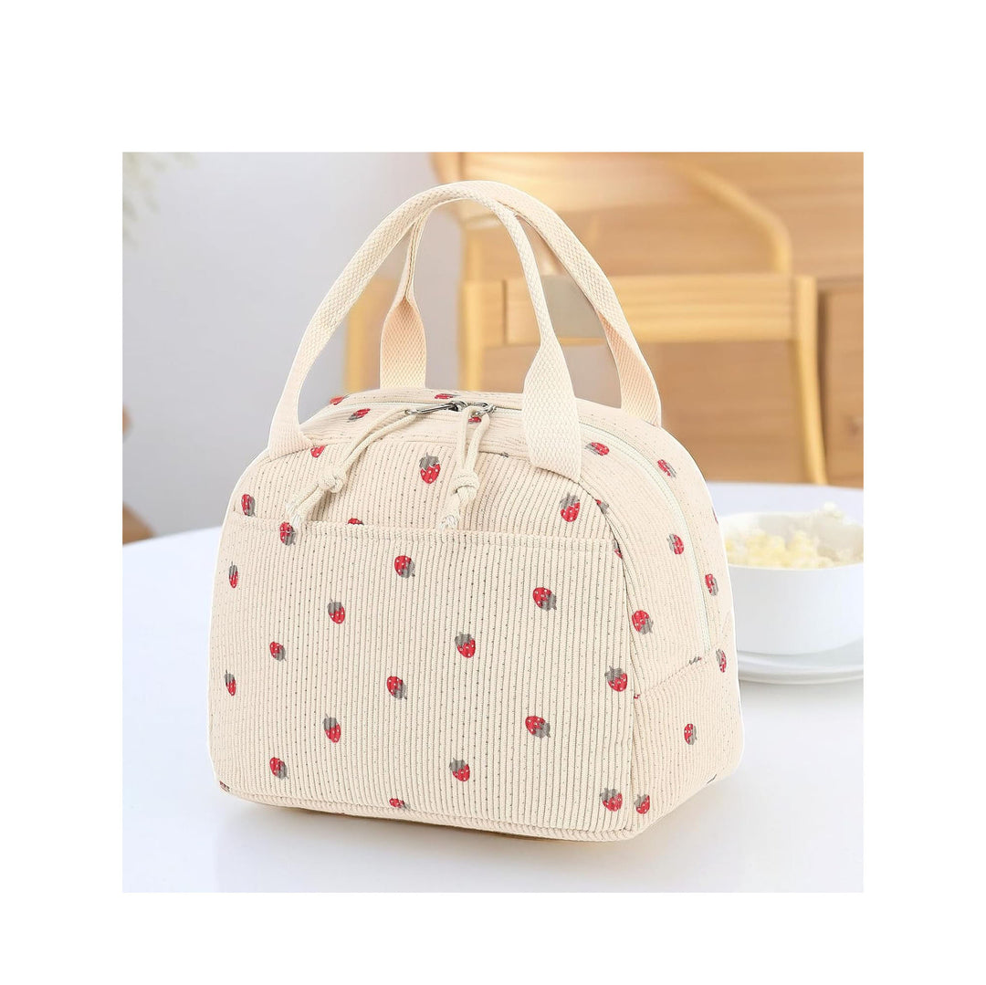 Insulated Lunch Bag with Cute Strawberry Print