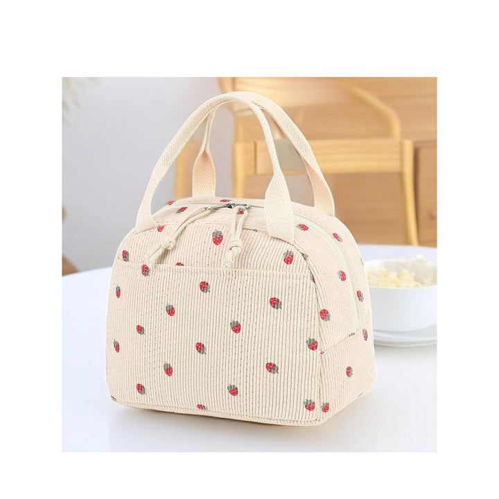Insulated Lunch Bag with Cute Strawberry Print