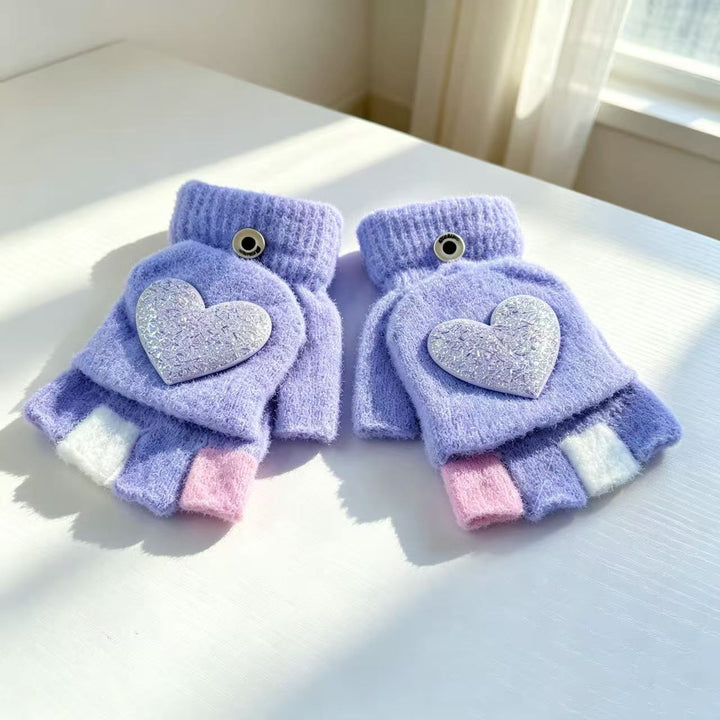 Playful Heart-Themed Fingerless Gloves Kalsten