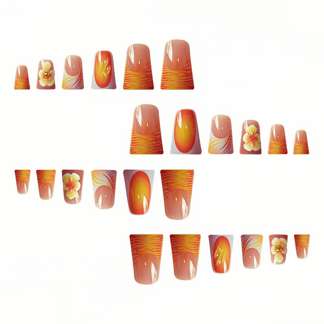 Decorative Floral Press-On Nail Set Kalsten