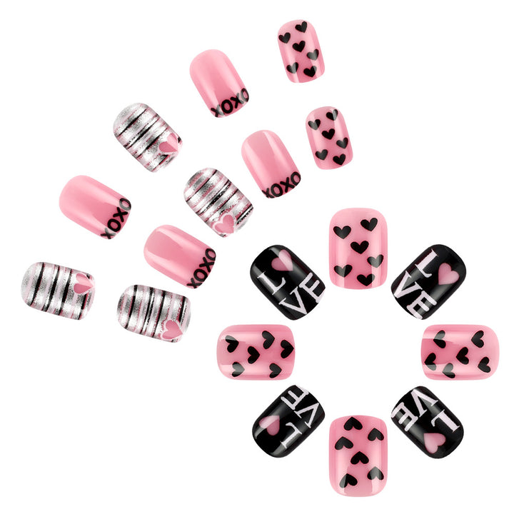 Decorative Press-On Nail Art Set with Love and Heart Patterns Kalsten