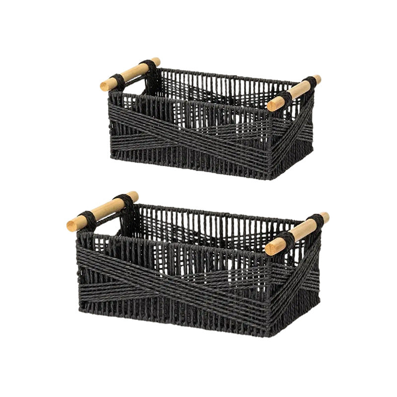 Handwoven Storage Basket with Wooden Handles Kalsten