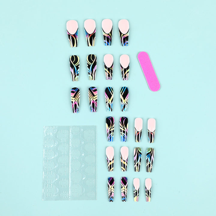 Artificial nail tips with colorful abstract design Kalsten