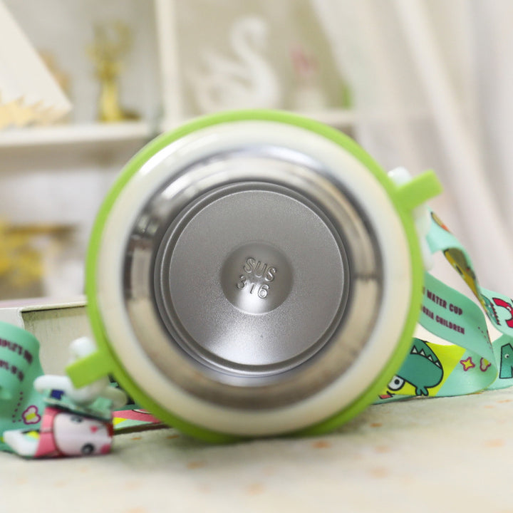 Ladies Insulated Drinking Bottle with Cute Frog Design and Practical Carry Strap Kalsten