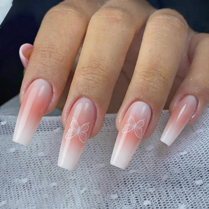 Artificial nails with elegant butterfly design Kalsten