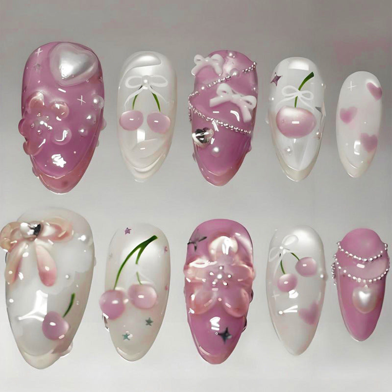 Artificial nail set with creative heart and flower designs Kalsten