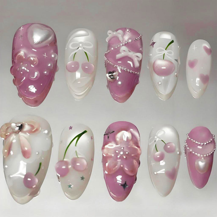 Artificial nail set with creative heart and flower designs Kalsten