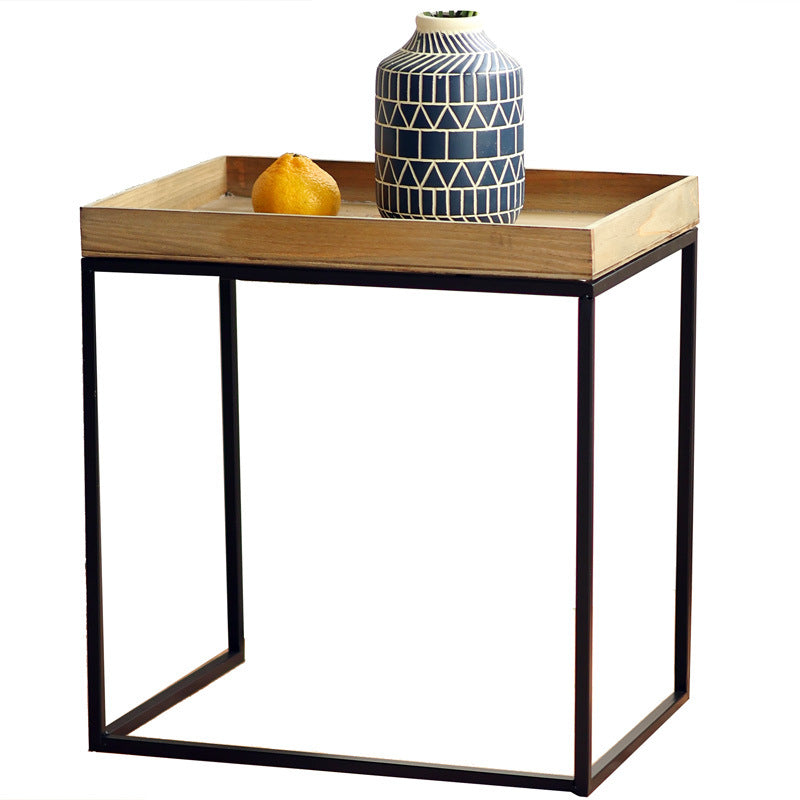 Modern side table with wooden tray Kalsten