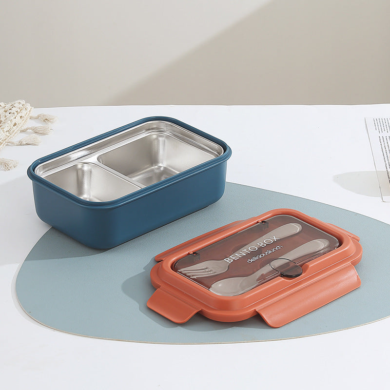 Multi-Compartment Bento Lunch Box with Integrated Utensils