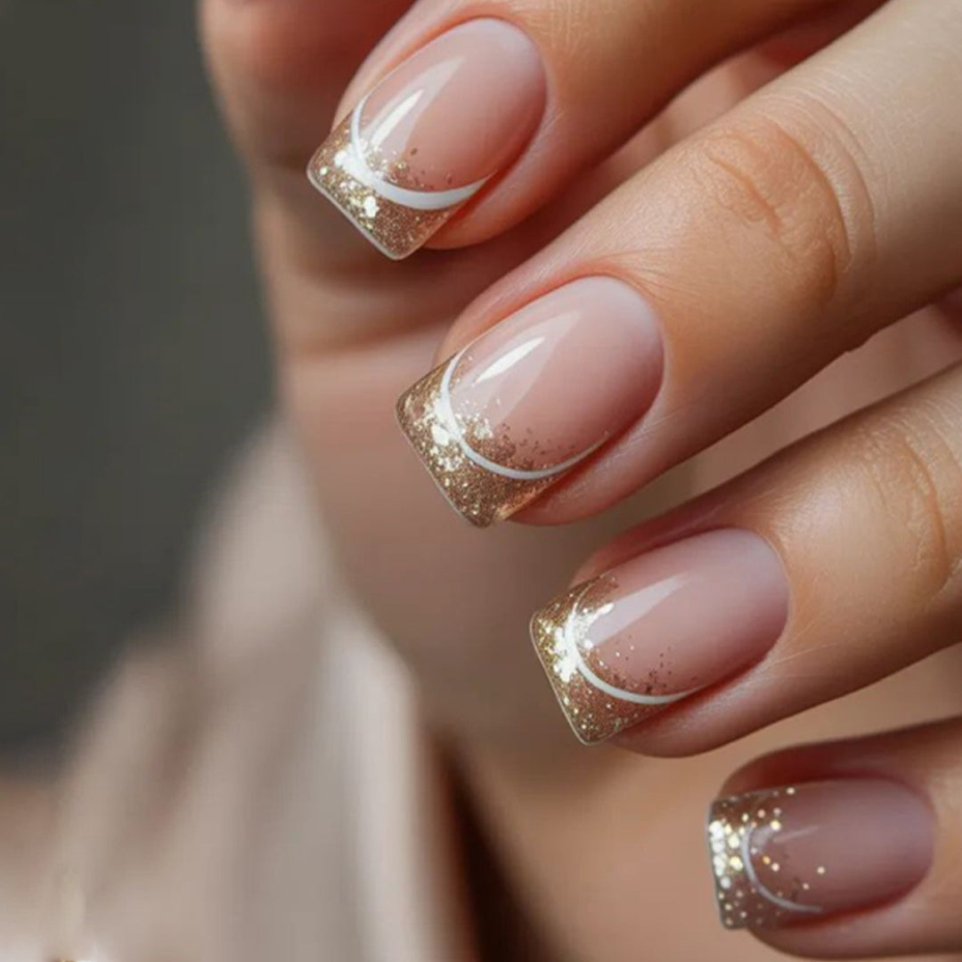 Elegant French Tip Glitter Nail Art Kalsten