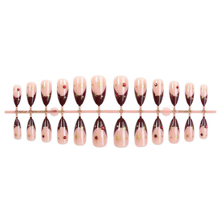 Elegant Pointed Press-On Nail Set with Decorative Accents Kalsten