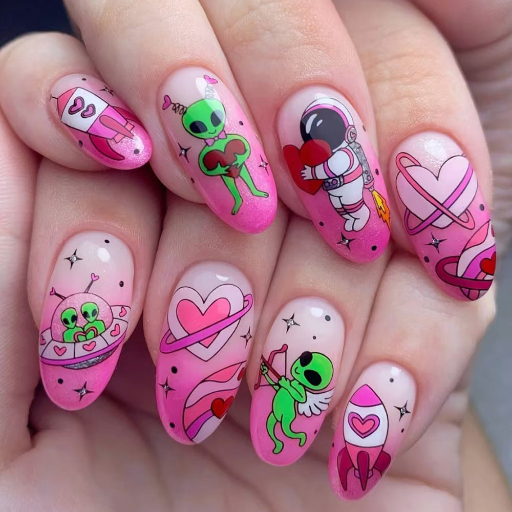 Whimsical Alien-Themed Press-On Nail Art Kalsten