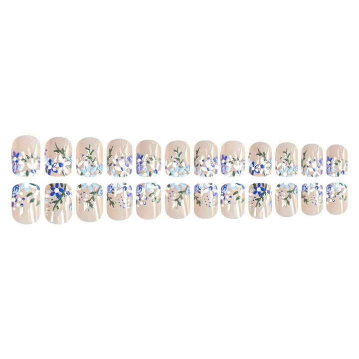 Artificial nail set with elegant floral decorations Kalsten