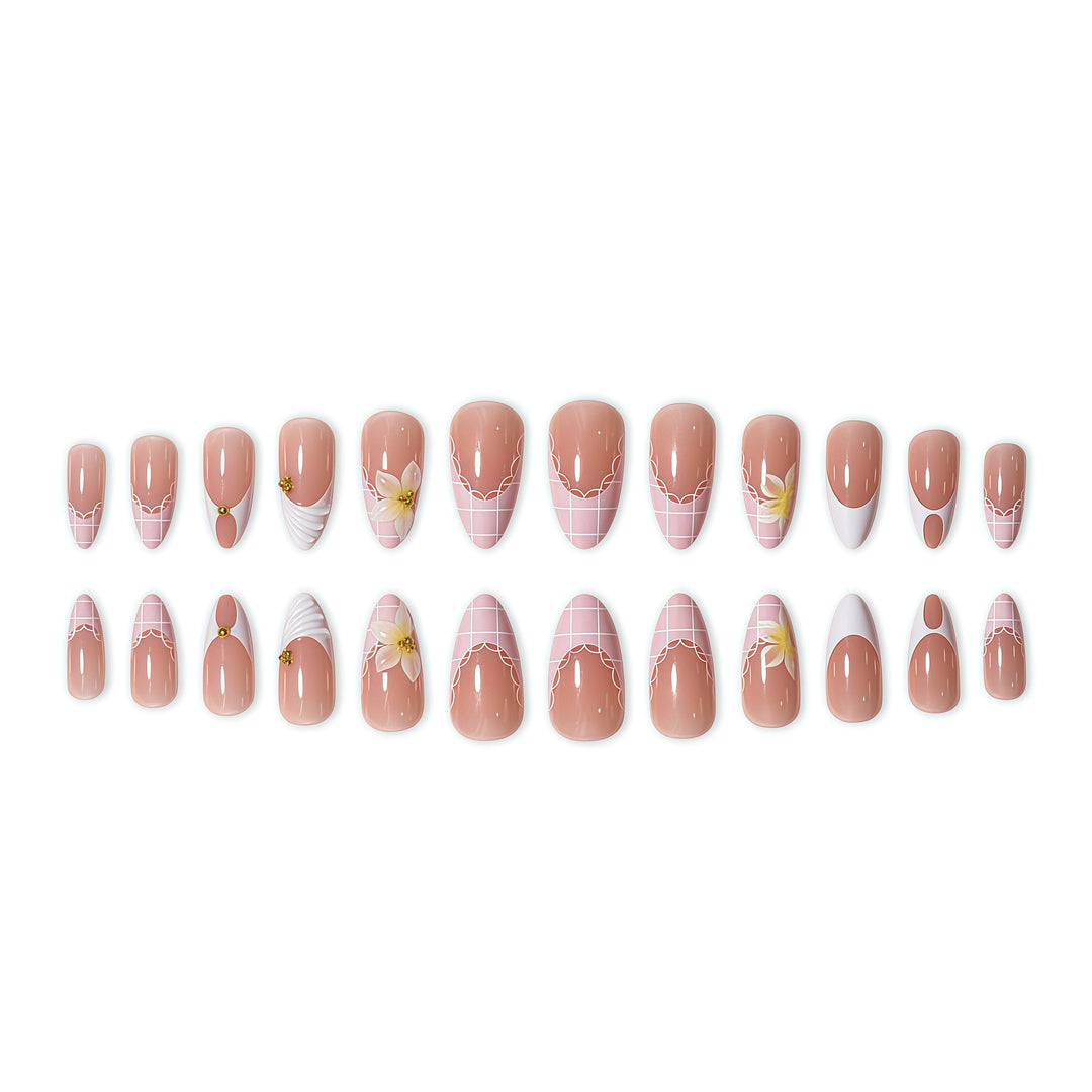 Elegant Floral Design Nail Extensions Kalsten