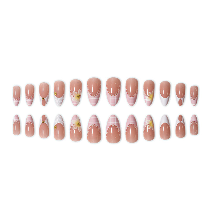 Elegant Floral Design Nail Extensions Kalsten