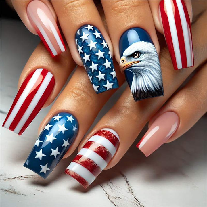 Patriotic Themed Press-On Nail Art Kalsten