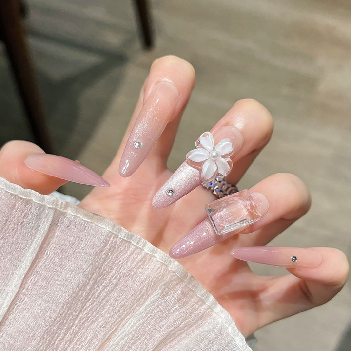 Glamorous Crystal-Studded Stiletto Press-On Nails Kalsten
