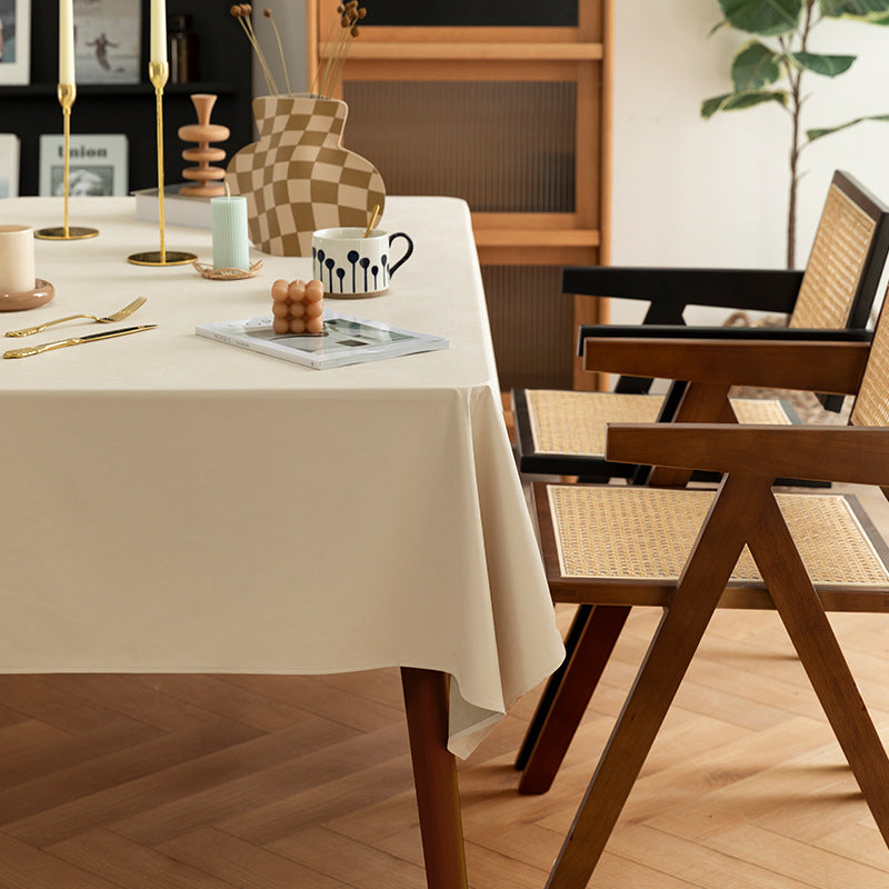 Rectangular easy-care tablecloth made of cotton blend with water-repellent coating and fine texture Kalsten