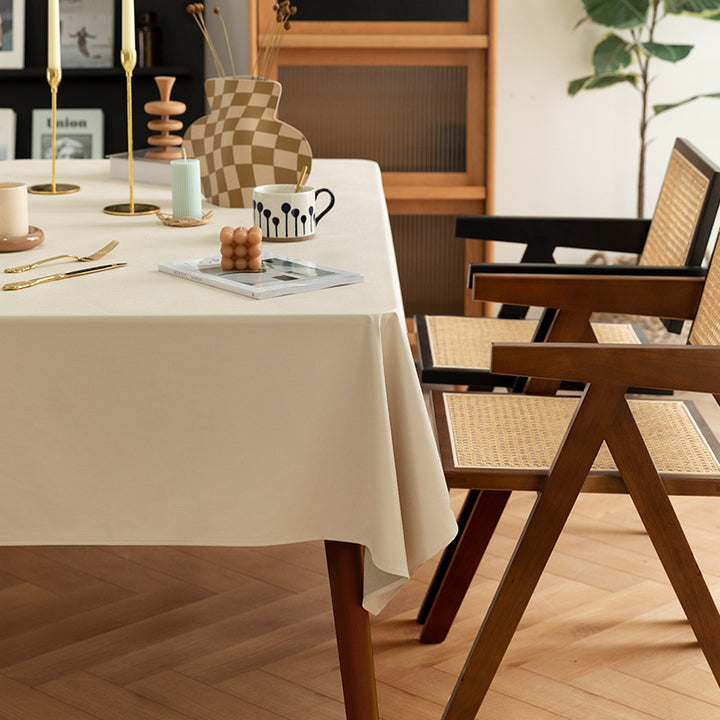 Rectangular easy-care tablecloth made of cotton blend with water-repellent coating and fine texture Kalsten