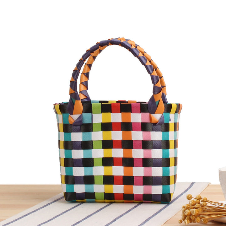 Handbag made of woven material with a stylish check pattern Kalsten