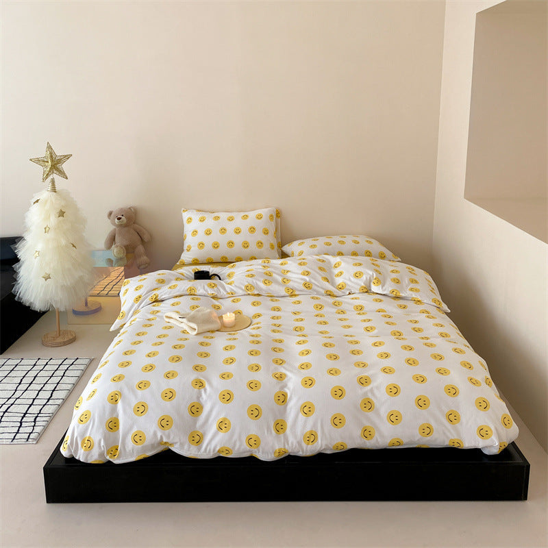 Finest cotton satin bed cover set with delicate floral print and breathable comfort cover