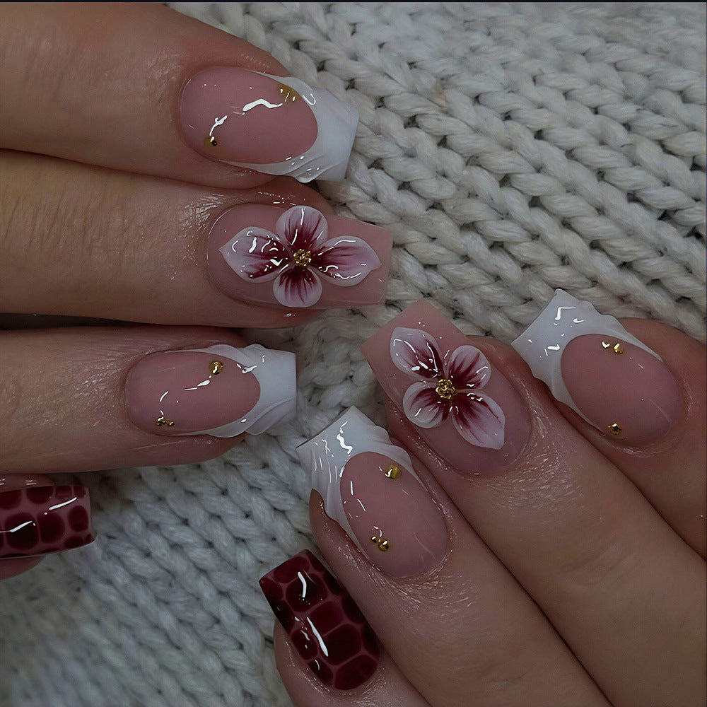 Elegant Floral Acrylic Nail Art Tips Kalsten
