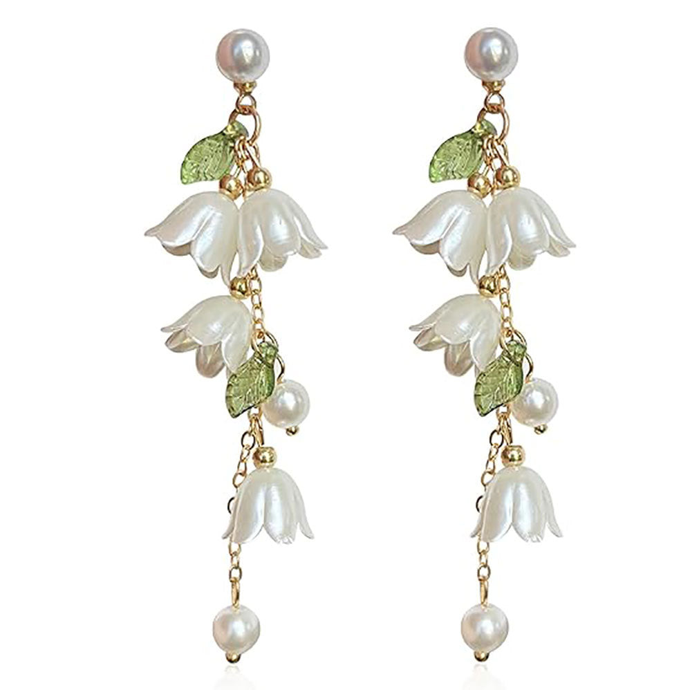 Floral Pearl Dangle Earrings Kalsten