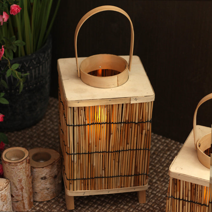 Stylish lantern made of natural materials Kalsten