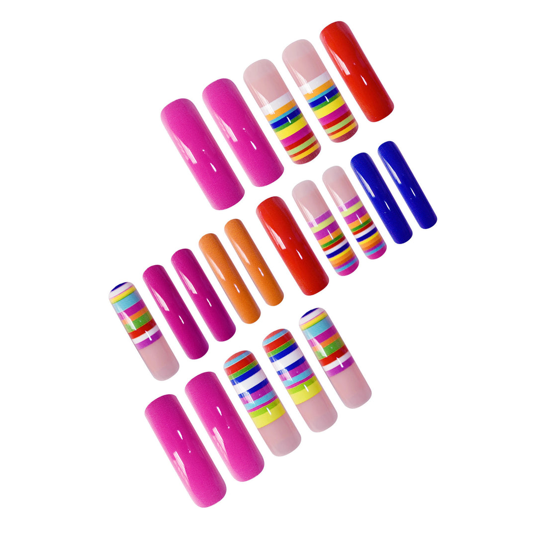 Colorful Artistic Press-On Nail Set Kalsten