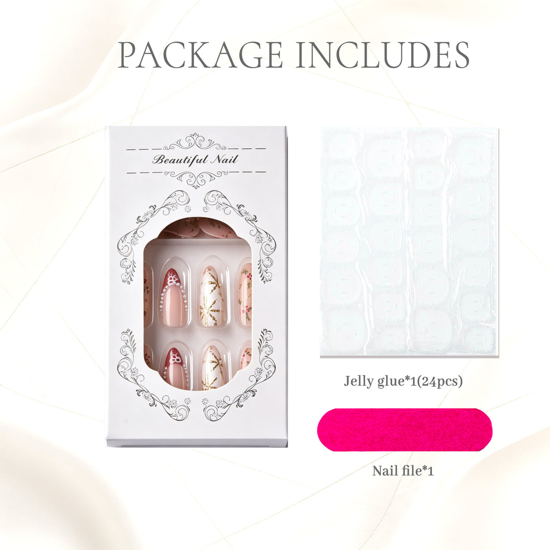 Decorative Floral Press-On Nail Set