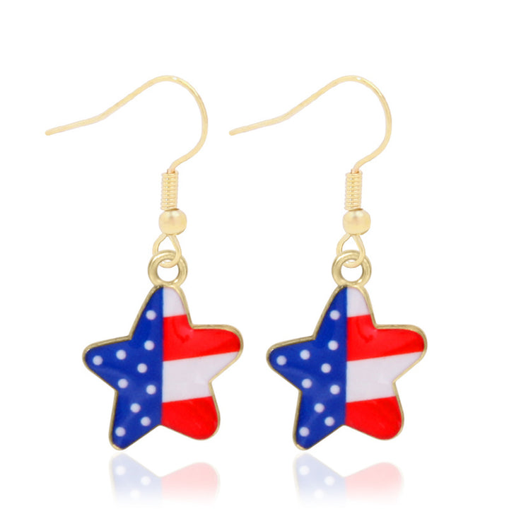 Women's star-shaped enamel earrings with USA flag motif and gold-plated fish Kalsten