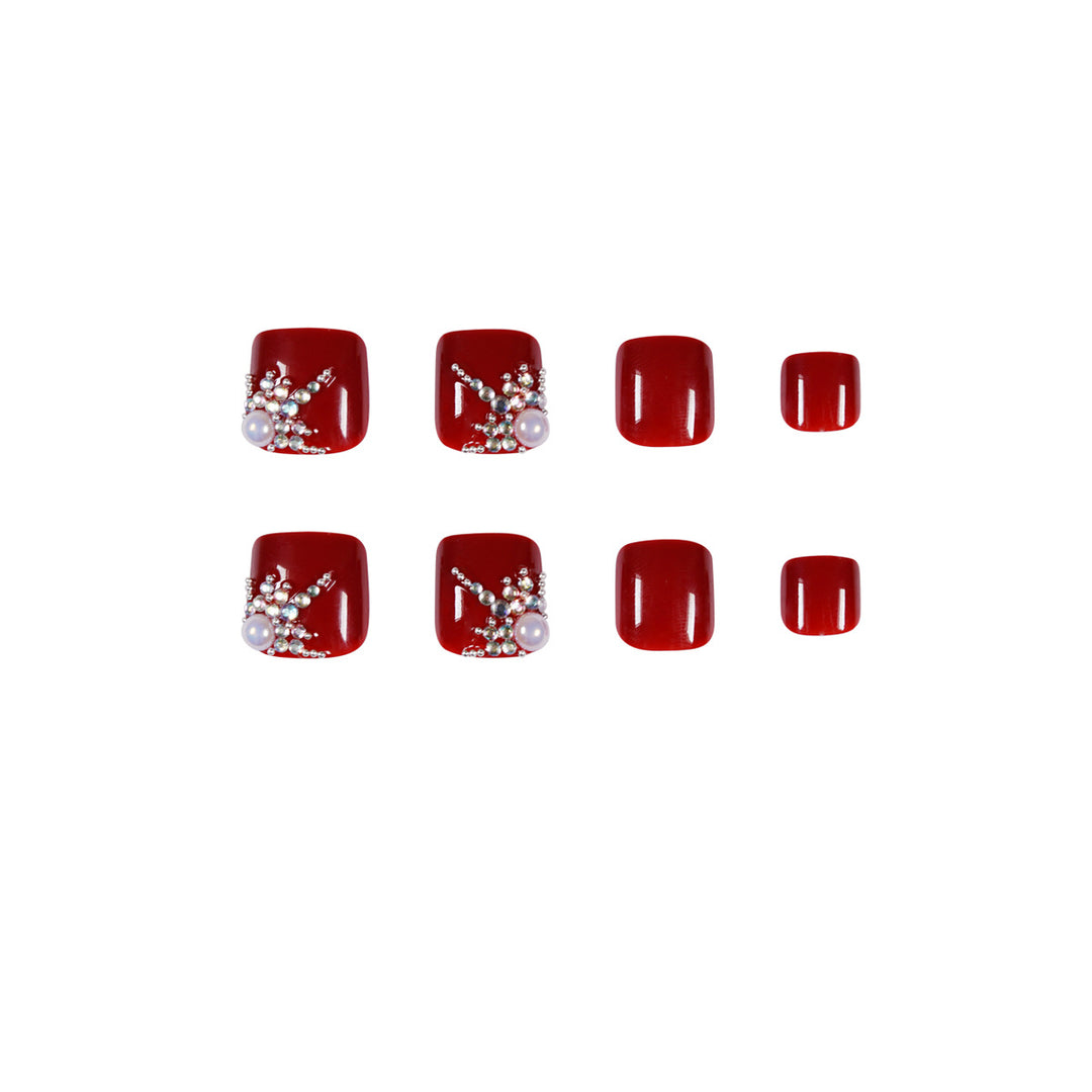 Artful toenail design with elegant rhinestone design Kalsten