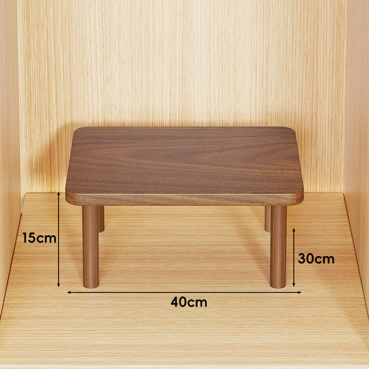 Height-Adjustable Rectangular Wooden Riser Table with Detachable Round Legs