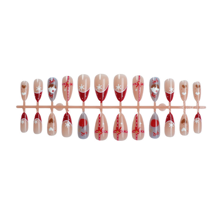 Festive Holiday-Themed Press-On Nail Art Set 1790738334