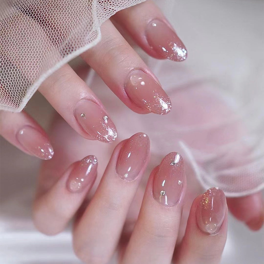 Artistic Nail Extensions with Glitter Accents Kalsten