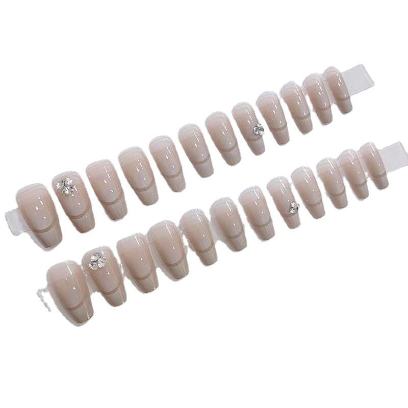 Artful French Tip Art Nails with Rhinestone Accents Kalsten