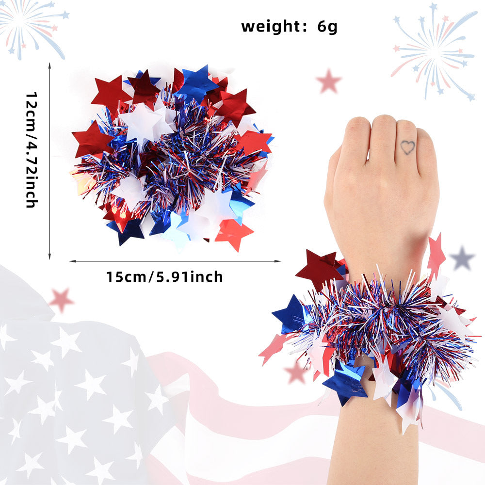 Unisex nan Pompom bracelet made of metallic tinsel with elastic insert for party and cheerleading Kalsten