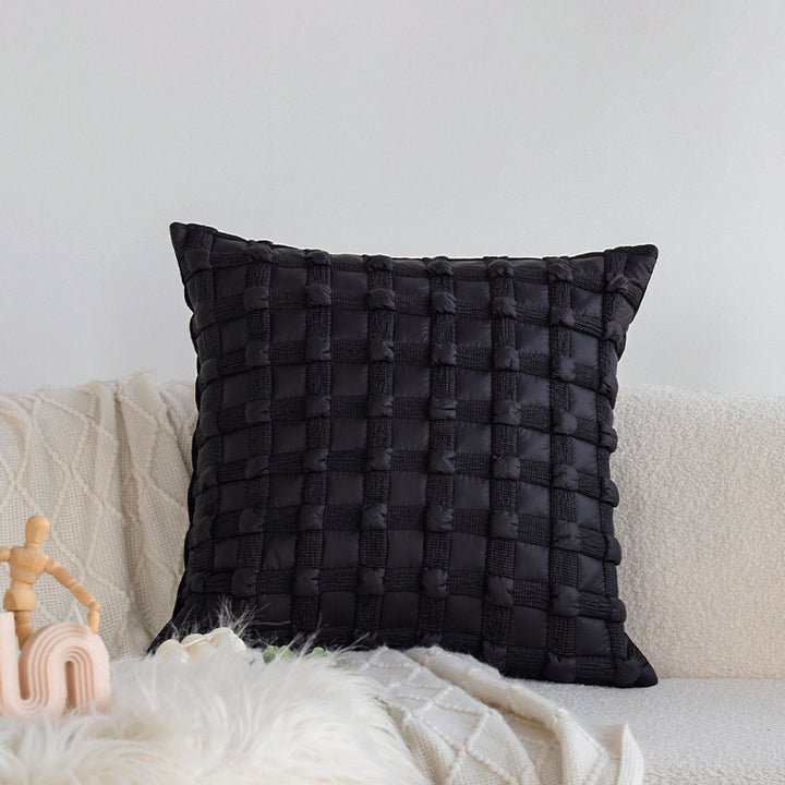 Decorative cushion cover with hand-knotted grid structure Kalsten