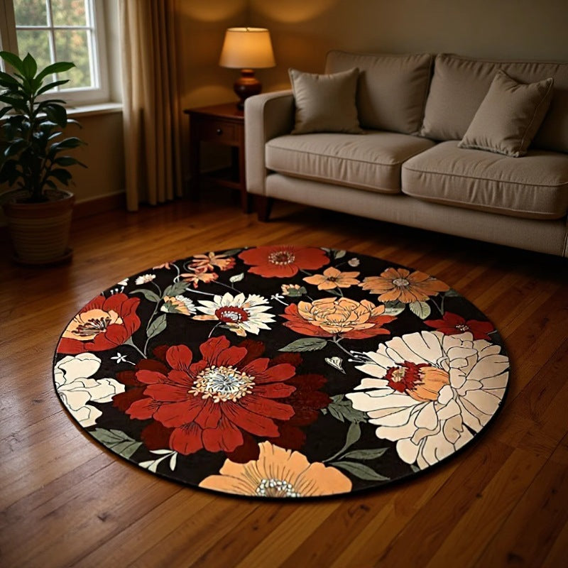 Round Flower Pattern Rug