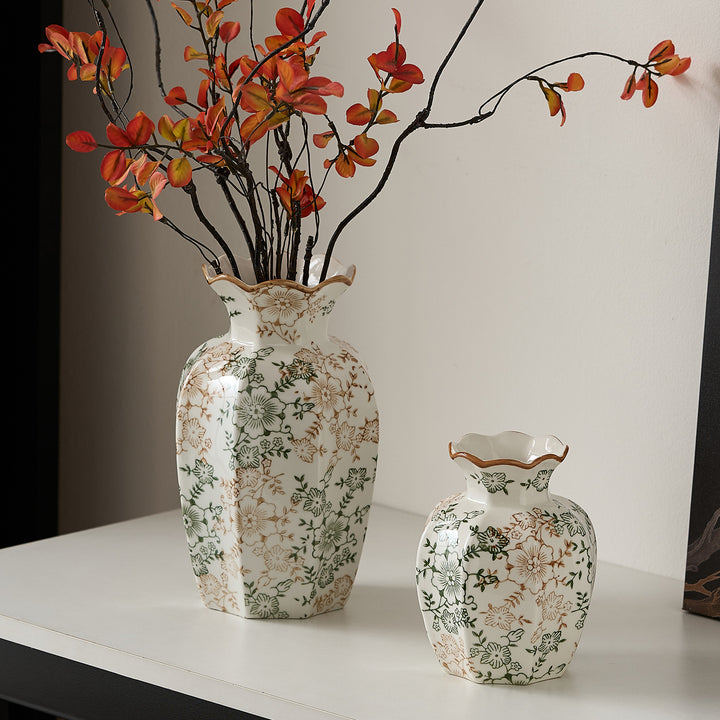 Elegant ceramic vase with floral pattern Kalsten