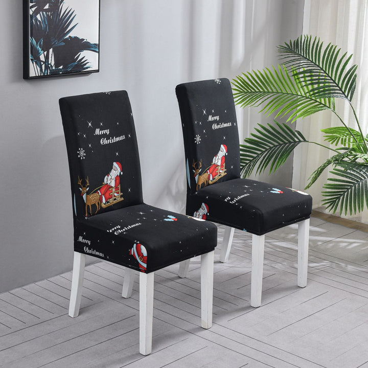 Elastic chair covers with Christmas design for high backrests