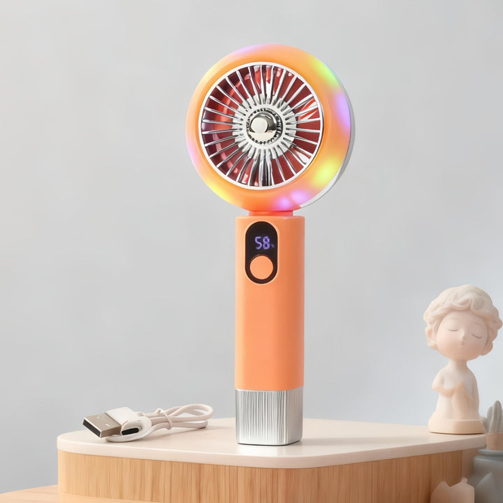 Ladies portable mini hand fan with LED light and digital control Kalsten