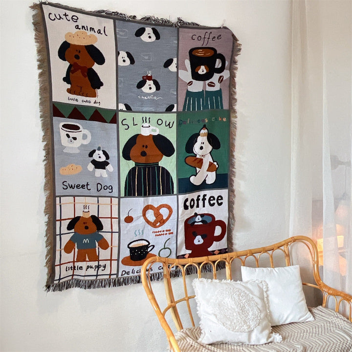 Cute Animal-Themed Cotton Throw Blanket
